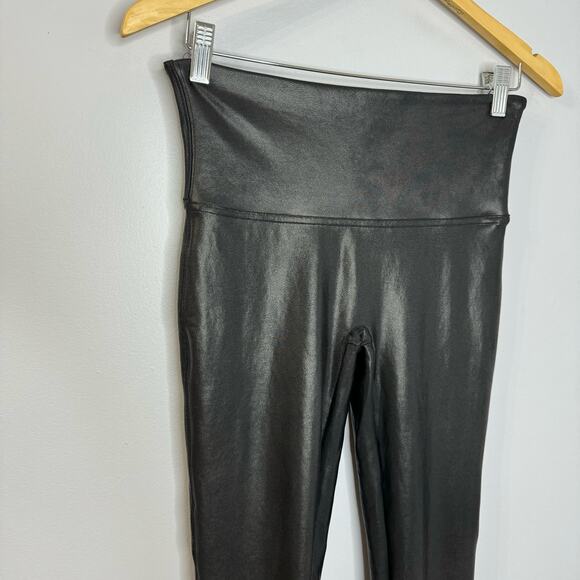 Spanx Faux Leather High Rise Leggings Black Women's Large Pull-on Large - Picture 3 of 11